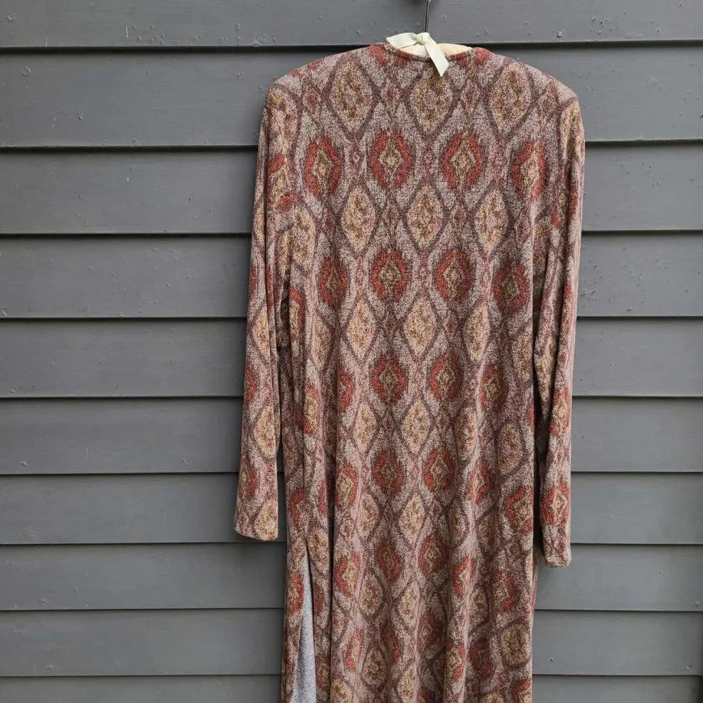 Maurices Brown Rust Tan Open Front Midi Sweater size XL BOHO